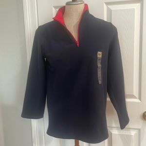 Eight bells jacket fleece pull over 3/4 zip polyester navy blue red size 14 boys